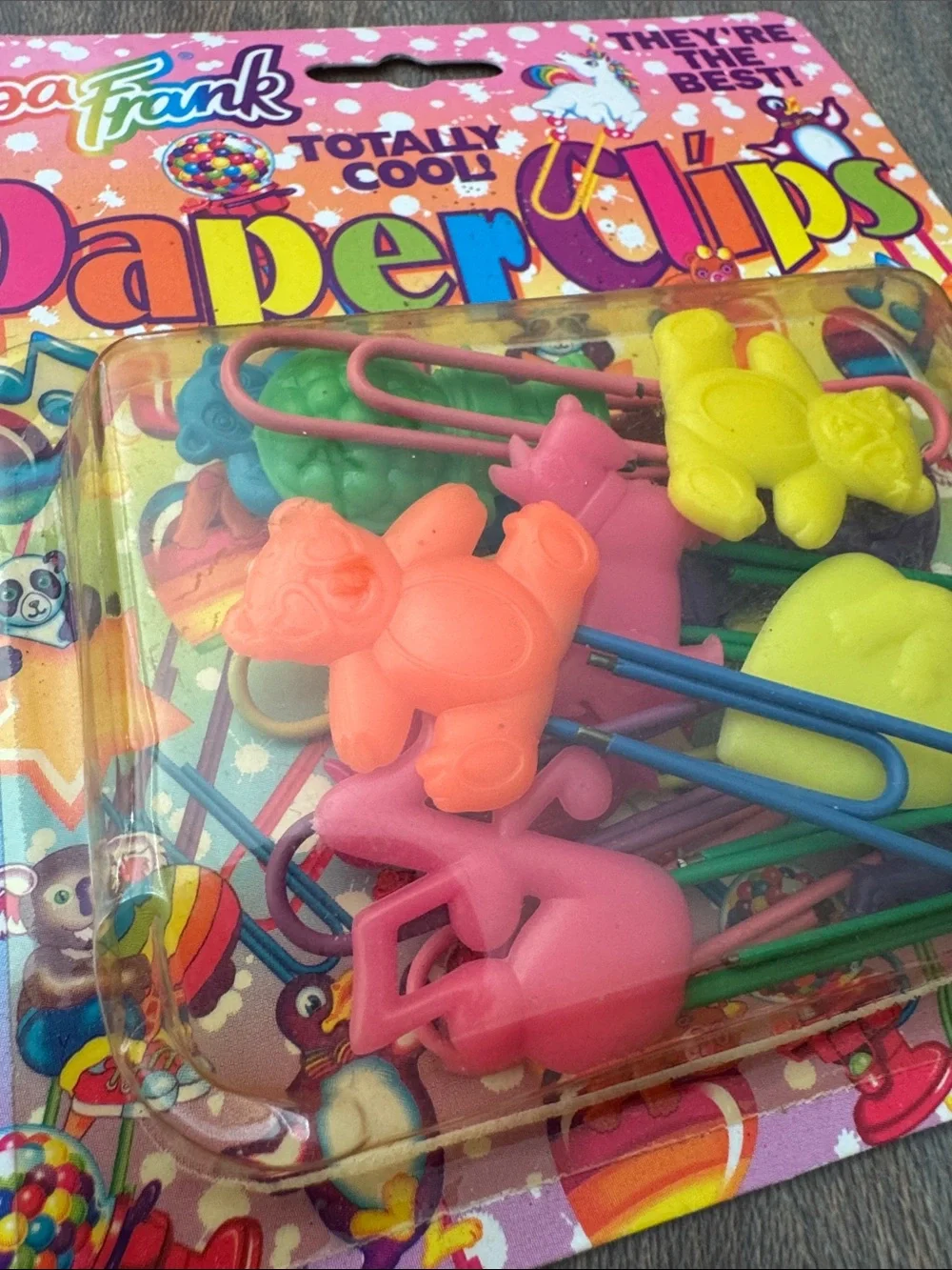 New old Stock Vintage Lisa Frank Rainbow Paper Clips - Bright Multicolor Shapes